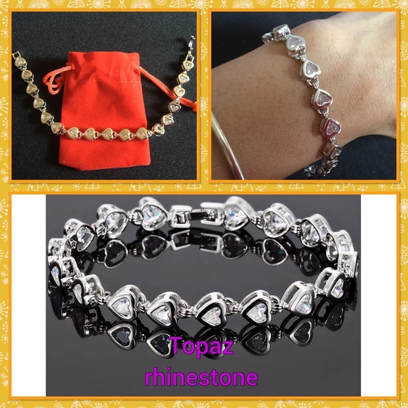 Topaz rhinestone white gold plated tennis bracelet - Picture 4 of 4